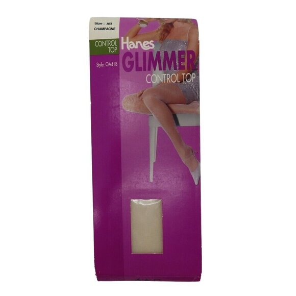 Hanes Glimmer Control Top AB Champagne OA418 2005 Hosiery Tights NEW Women Y2K - Picture 1 of 9